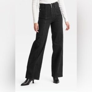 NWOT UNIVERSAL THREAD HIGH RISE WIDE LEG BLACK JEANS SIZE 2
